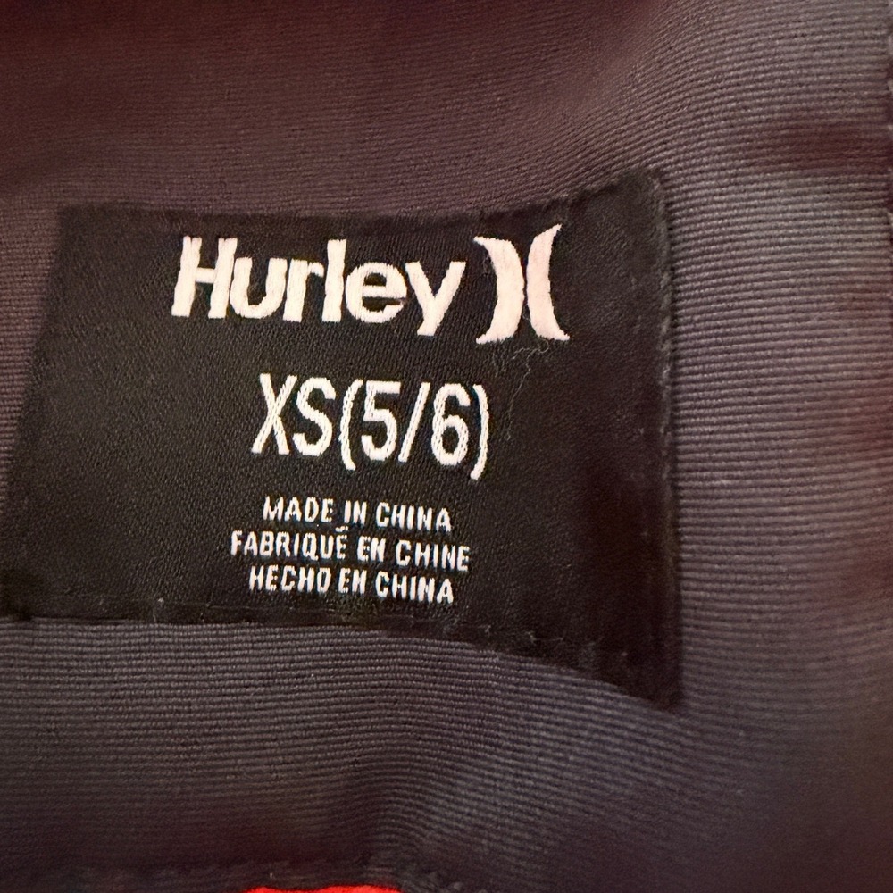 Hurley Puffer Jacket Kids XS 5/6 Gray Mountain Print Hooded Winter Coat Logo - Picture 8 of 10